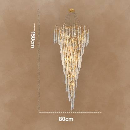Modern Crystal Droplet Branch Staircase Chandelier 31.5"-72"