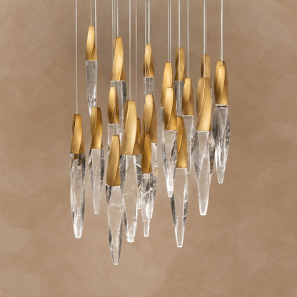 Modern Floating Spiral Crystal Chandelier for High-ceiling