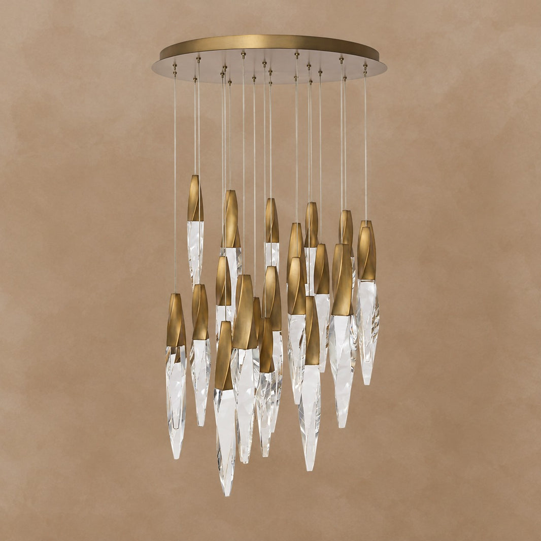 Modern Floating Spiral Crystal Chandelier for High-ceiling