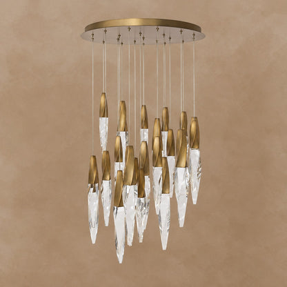 Modern Floating Spiral Crystal Chandelier for High-ceiling