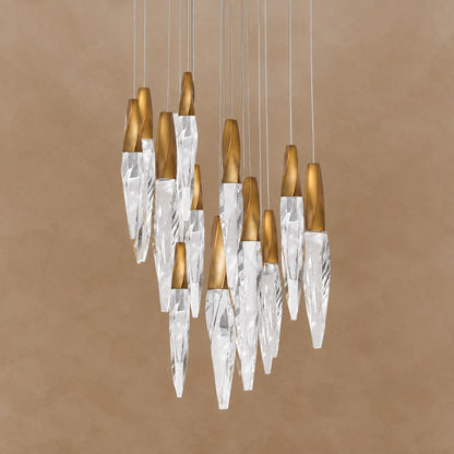Modern Floating Spiral Crystal Chandelier for High-ceiling