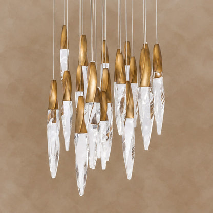 Modern Floating Spiral Crystal Chandelier for High-ceiling