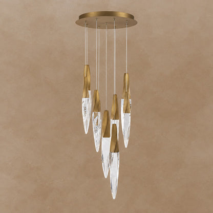 Modern Floating Spiral Crystal Chandelier for High-ceiling