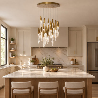 Modern Floating Spiral Crystal Chandelier for High-ceiling