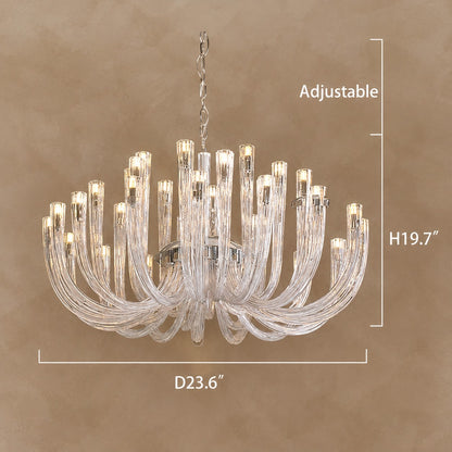Modern Floral Reeded Glass Chandelier for Living/ Dining Room