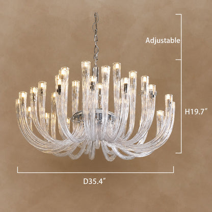 Modern Floral Reeded Glass Chandelier for Living/ Dining Room