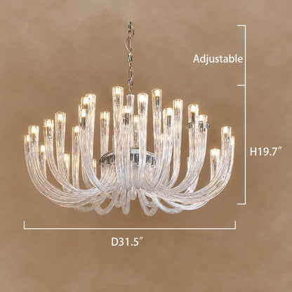 Modern Floral Reeded Glass Chandelier for Living/ Dining Room