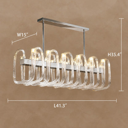 Modern Floral Reeded Glass Chandelier for Living/ Dining Room