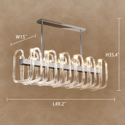 Modern Floral Reeded Glass Chandelier for Living/ Dining Room