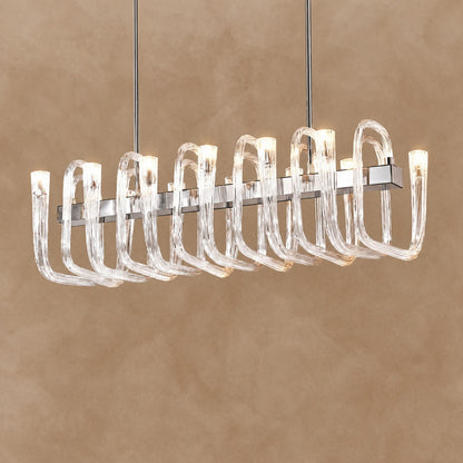 Modern Floral Reeded Glass Chandelier for Living/ Dining Room