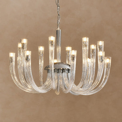 Modern Floral Reeded Glass Chandelier for Living/ Dining Room