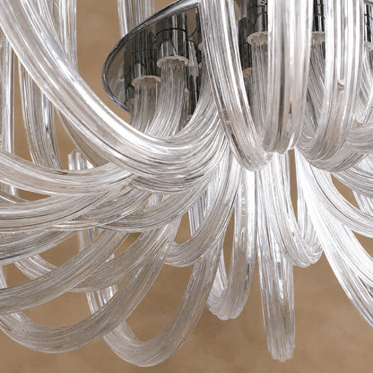 Modern Floral Reeded Glass Chandelier for Living/ Dining Room