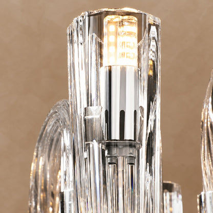 Modern Floral Reeded Glass Chandelier for Living/ Dining Room