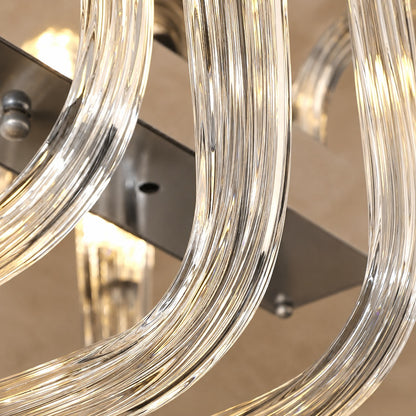 Modern Floral Reeded Glass Chandelier for Living/ Dining Room