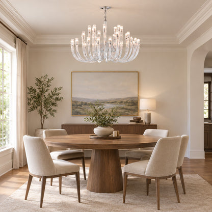 Modern Floral Reeded Glass Chandelier for Living/ Dining Room
