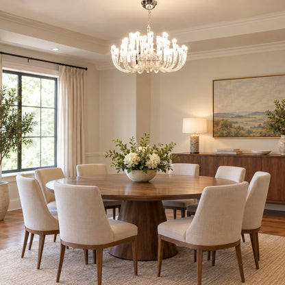 Modern Floral Reeded Glass Chandelier for Living/ Dining Room