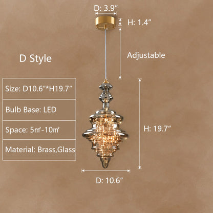 Modern Gray Glass Starry Sky Pendant Light Fixture for Dining Room/Bar/Kitchen Island