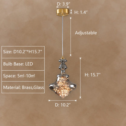 Modern Gray Glass Starry Sky Pendant Light Fixture for Dining Room/Bar/Kitchen Island