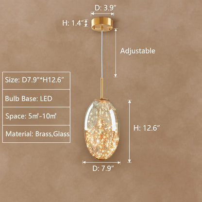 Modern Gray Glass Starry Sky Pendant Light Fixture for Dining Room/Bar/Kitchen Island