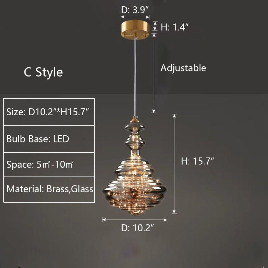 Modern Gray Glass Starry Sky Pendant Light Fixture for Dining Room/Bar/Kitchen Island - C: D10.2"*H15.7"Tri-Color Light (Warm/White/Neutral)Blushlighting