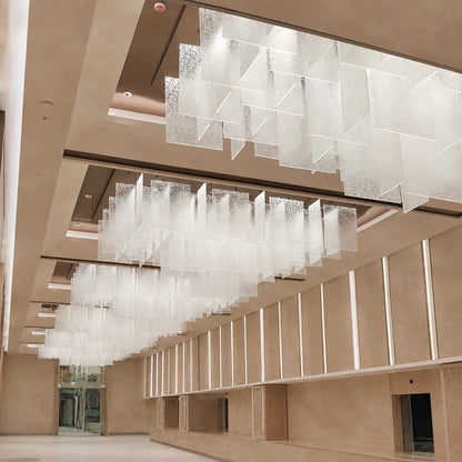Modern Layered Textured Glass Panel Ceiling Light for Hotel Lobby/Living Room