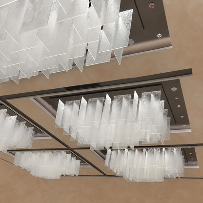 Modern Layered Textured Glass Panel Ceiling Light for Hotel Lobby/Living Room