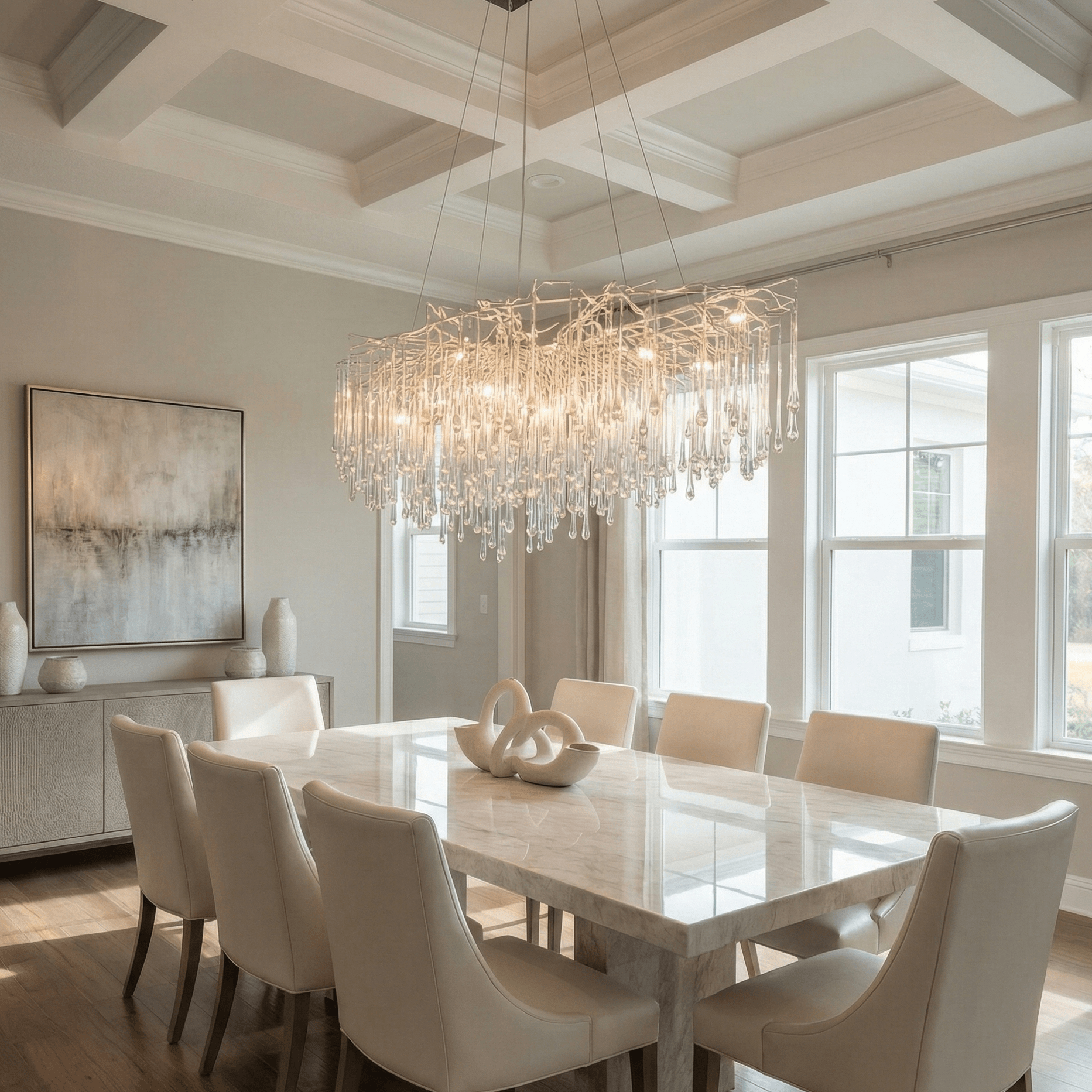 Lukas Oval Branching Brass Linear Teardrop Chandelier