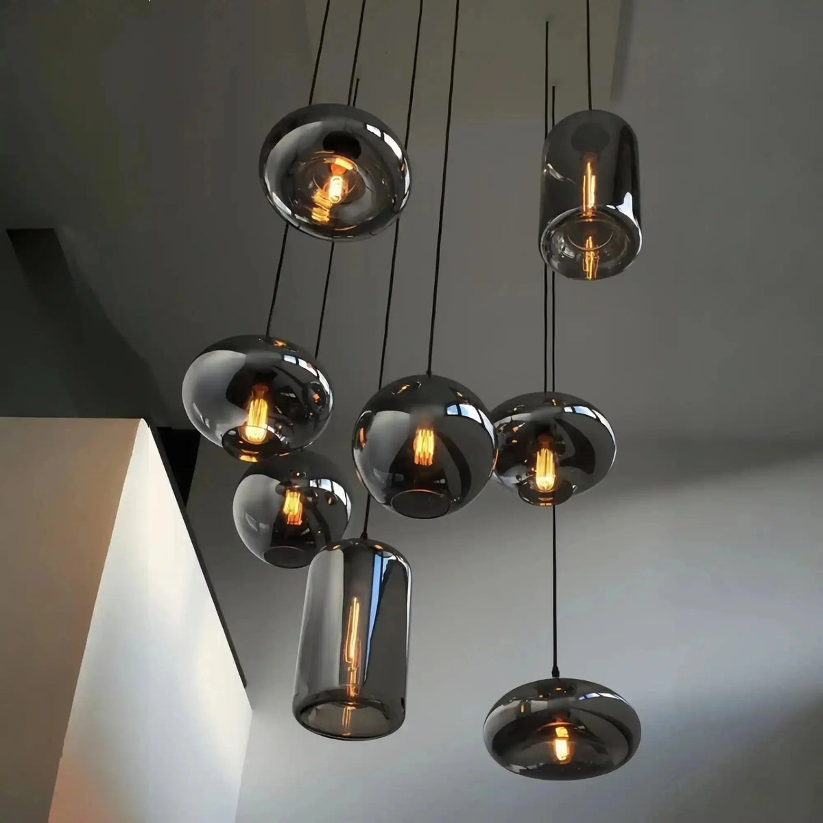 Modern Pendant Fixture light For 2 Story Foyer /Enterway /Staircase - Ceiling Plate: L27.6"*W27.6"/6 LightsWarm LightBlushlighting