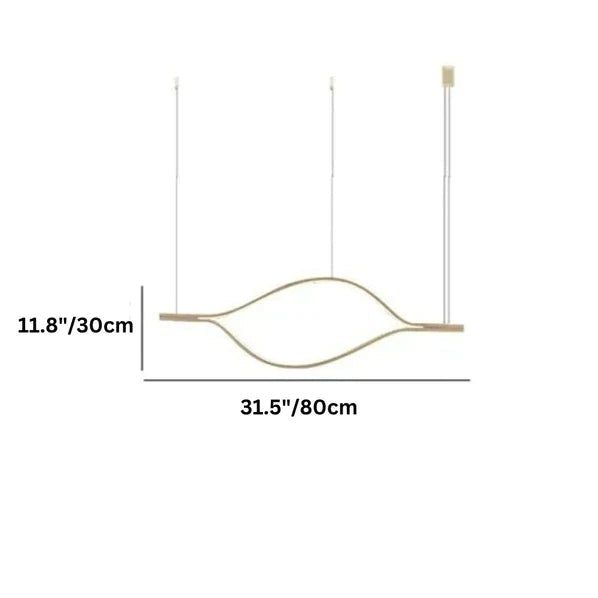 Modern Simple Brass Waving Chandelier for Living/Dining Room/Kitchen Island