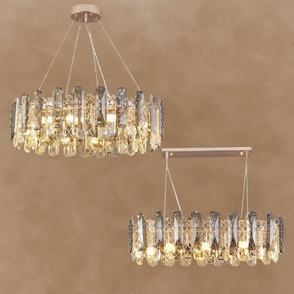 Modern Smoky Gray Crystal Chandelier Gleamy Light Fixture for Living/Dining Room/ Bedroom/ Home Office