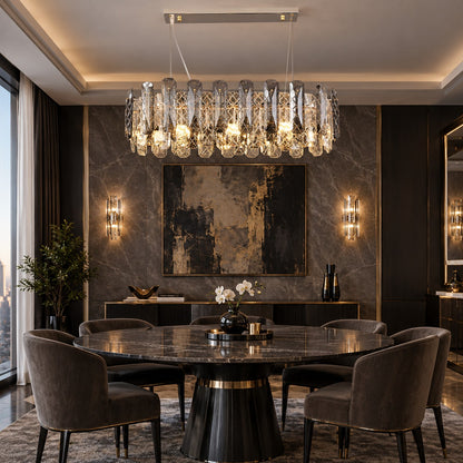 Modern Smoky Gray Crystal Chandelier Gleamy Light Fixture for Living/Dining Room/ Bedroom/ Home Office