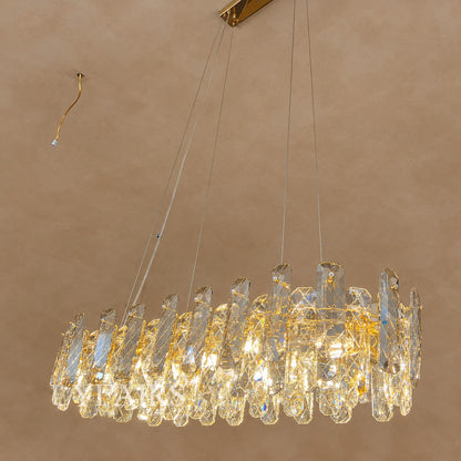Modern Smoky Gray Crystal Chandelier Gleamy Light Fixture for Living/Dining Room/ Bedroom/ Home Office