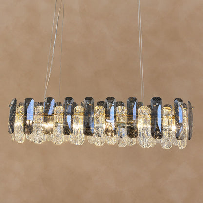 Modern Smoky Gray Crystal Chandelier Gleamy Light Fixture for Living/Dining Room/ Bedroom/ Home Office