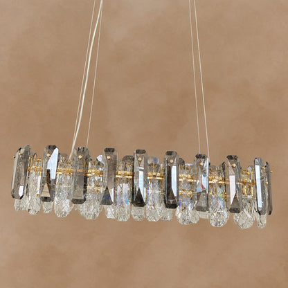 Modern Smoky Gray Crystal Chandelier Gleamy Light Fixture for Living/Dining Room/ Bedroom/ Home Office