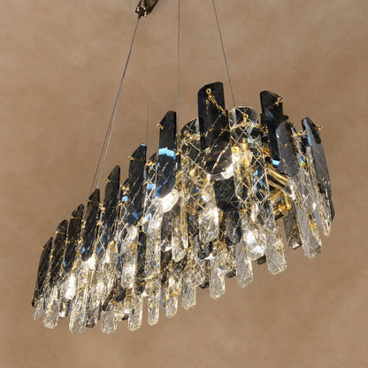 Modern Smoky Gray Crystal Chandelier Gleamy Light Fixture for Living/Dining Room/ Bedroom/ Home Office