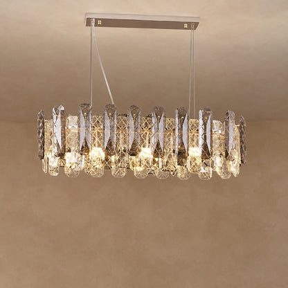 Modern Smoky Gray Crystal Chandelier Gleamy Light Fixture for Living/Dining Room/ Bedroom/ Home Office