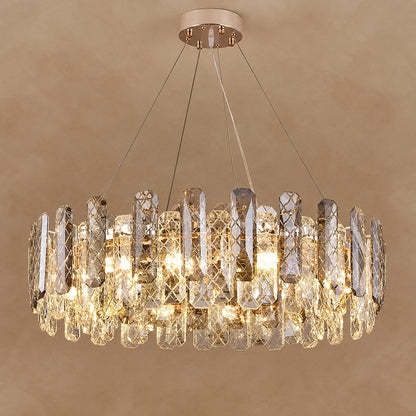 Modern Smoky Gray Crystal Chandelier Gleamy Light Fixture for Living/Dining Room/ Bedroom/ Home Office