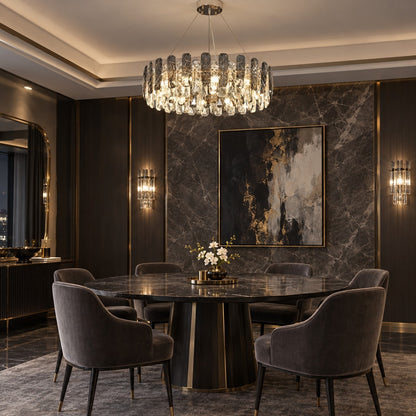 Modern Smoky Gray Crystal Chandelier Gleamy Light Fixture for Living/Dining Room/ Bedroom/ Home Office