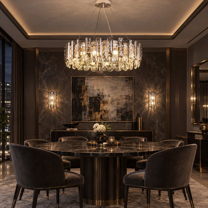 Modern Smoky Gray Crystal Chandelier Gleamy Light Fixture for Living/Dining Room/ Bedroom/ Home Office