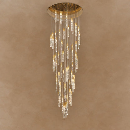 Modern Spiral Cylindrical Bubble Crystal Chandelier for High Ceiling