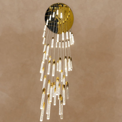Modern Spiral Cylindrical Bubble Crystal Chandelier for High Ceiling