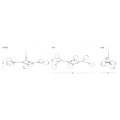 Modern Sputnik Smoky Gray/Amber Glass Branch Chandelier for Kitchen Island/Dining Room - 5 Globes/W43.3"*D21.65"*H20"Brass Finish/Clear GlassWarm LightBlushlighting