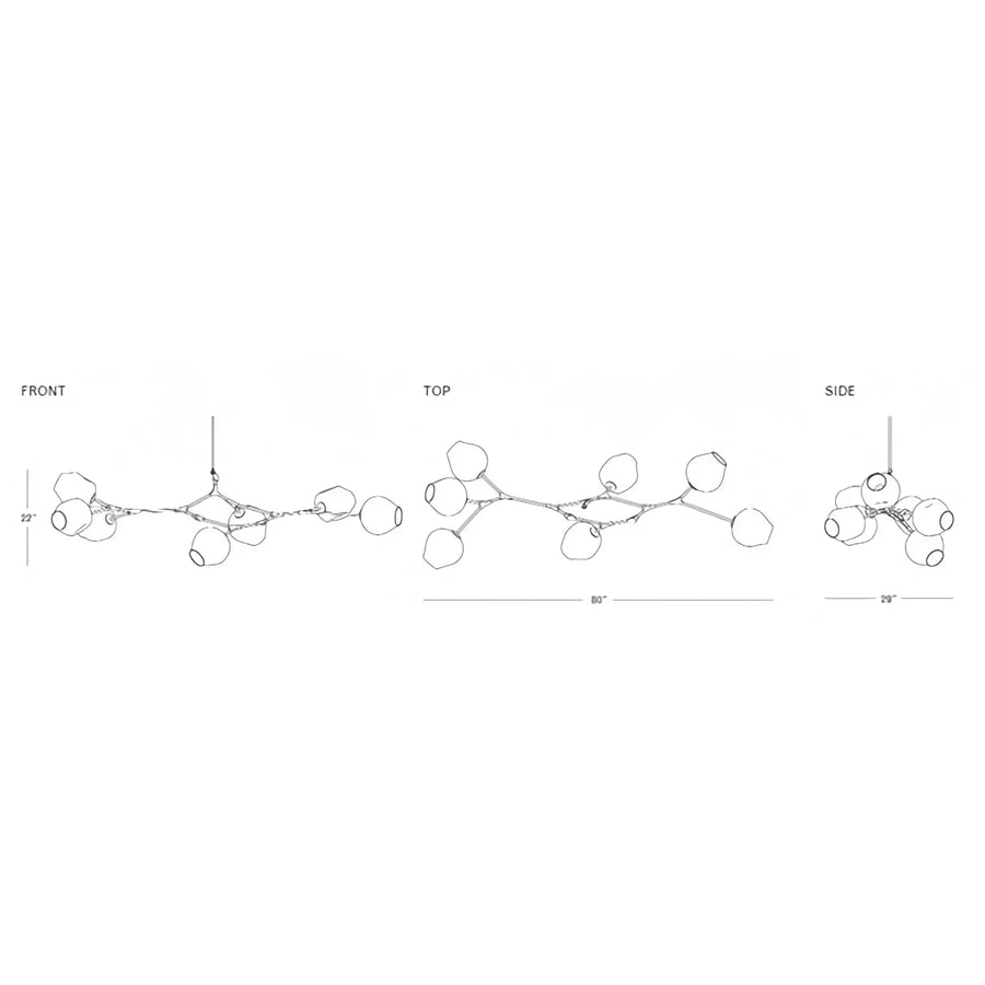 Modern Sputnik Smoky Gray/Amber Glass Branch Chandelier for Kitchen Island/Dining Room - 5 Globes/W43.3"*D21.65"*H20"Brass Finish/Clear GlassWarm LightBlushlighting