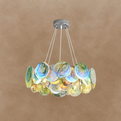 Murano Glass Disc Chandelier 35.4"