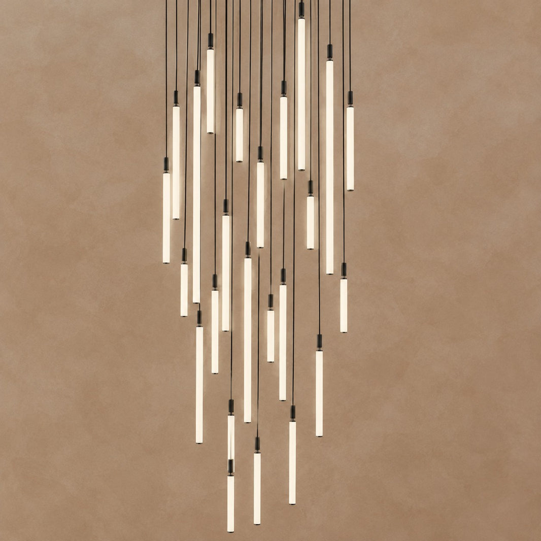 Nordic Fashion Minimalist Black Straight Pendant Chandelier for Bedside/Staircase/Loft/Duplex