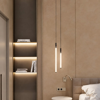 Nordic Fashion Minimalist Black Straight Pendant Chandelier for Bedside/Staircase/Loft/Duplex