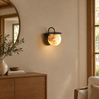 Novera Spanish Alabaster Contemporary Wall Sconce 7.1"