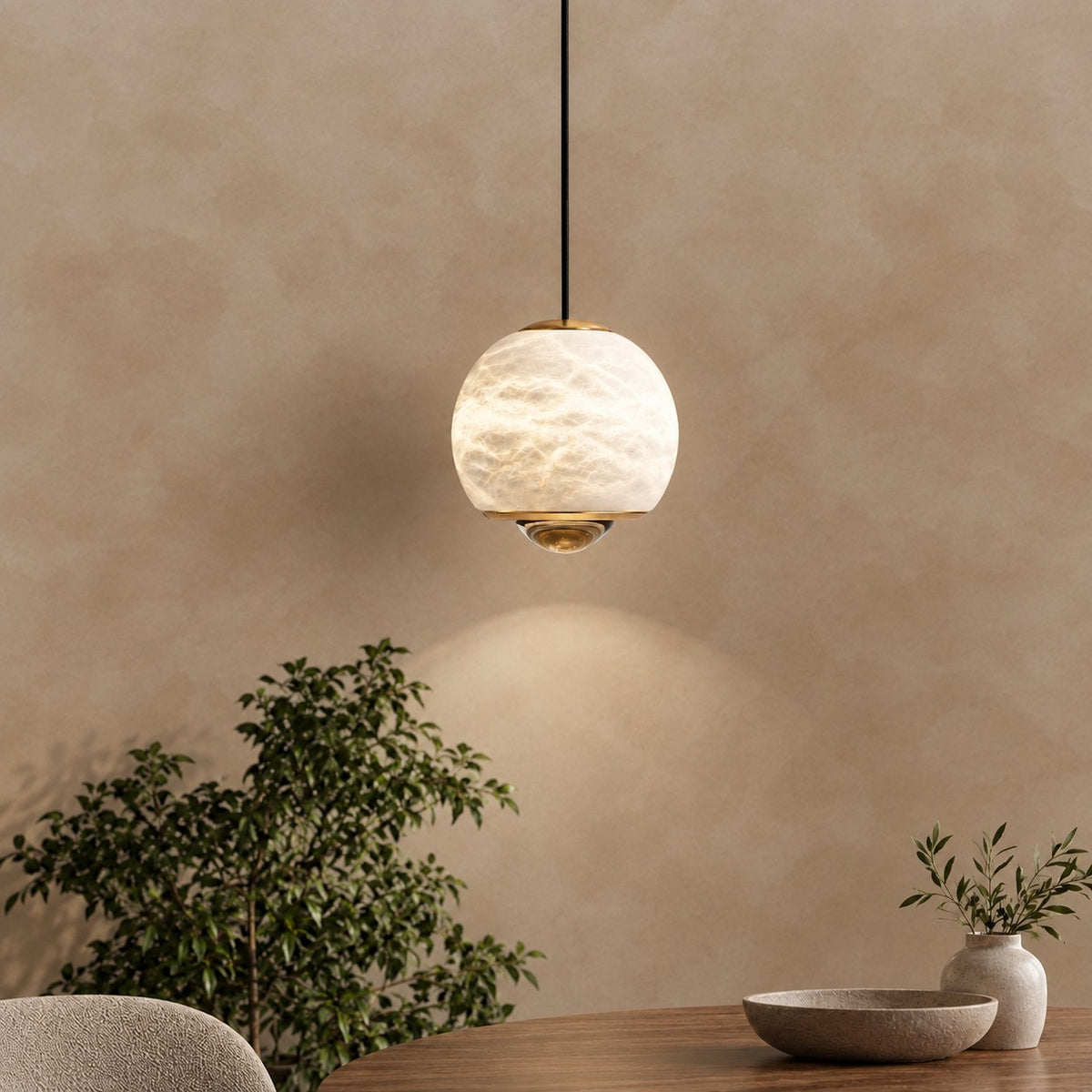 Orbelle Alabaster Globe Modern Pendant Light