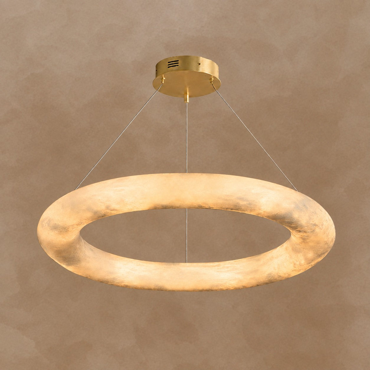 Orbisara Spanish Alabaster Minimalist Ring Pendant 23.6" 31.5"