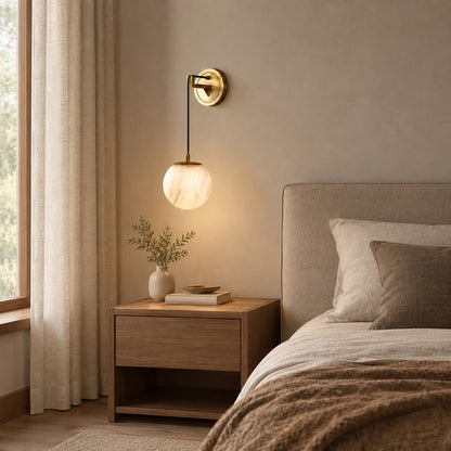 Orlena Spanish Alabaster Mid-Century Modern Wall Sconce